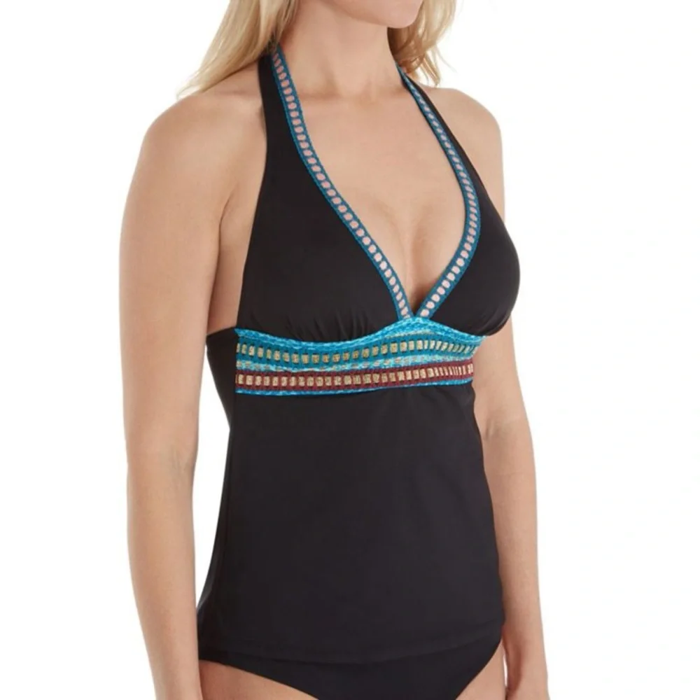 La Blanca Running Stitch Halter Tankini Top
